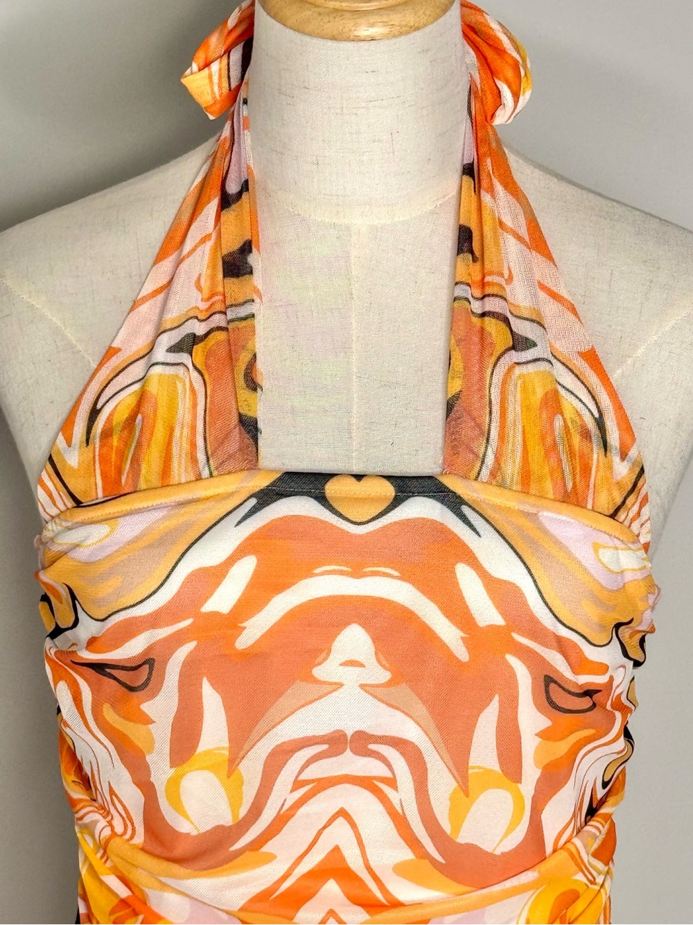 Princess Polly Viviana Geometric Halter Mini Dress Orange Size 10 NWT - Picture 5 of 11